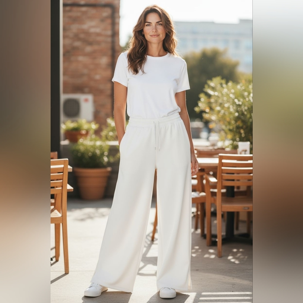 All in Motion Cream Wide Leg Pants